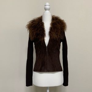 Genuine Mongolian Lamb Fur Leather Jacket